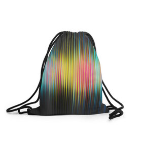 Рюкзак-мешок 3D с принтом Спектр в Екатеринбурге, 100% полиэстер | плотность ткани — 200 г/м2, размер — 35 х 45 см; лямки — толстые шнурки, застежка на шнуровке, без карманов и подкладки | мерцание | радуга | свет | свечение | сияние | спектр | цвета | эквалайзер
