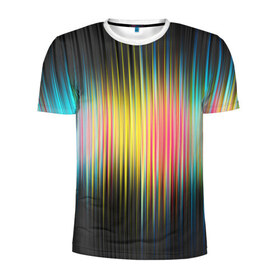 Мужская футболка 3D спортивная с принтом Спектр в Екатеринбурге, 100% полиэстер с улучшенными характеристиками | приталенный силуэт, круглая горловина, широкие плечи, сужается к линии бедра | Тематика изображения на принте: мерцание | радуга | свет | свечение | сияние | спектр | цвета | эквалайзер