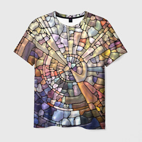Мужская футболка 3D с принтом Прикольная мозаика в Екатеринбурге, 100% полиэфир | прямой крой, круглый вырез горловины, длина до линии бедер | арт | дизайн | искусство | композиция | краски | мозаика | пазл | цветные камешки