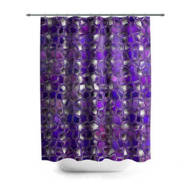 Штора 3D для ванной с принтом Фиолетовая мозаика в Екатеринбурге, 100% полиэстер | плотность материала — 100 г/м2. Стандартный размер — 146 см х 180 см. По верхнему краю — пластиковые люверсы для креплений. В комплекте 10 пластиковых колец | дизайн | искусство | композиция | мозаика | стёклышки | цветные камешки