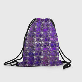Рюкзак-мешок 3D с принтом Фиолетовая мозаика в Екатеринбурге, 100% полиэстер | плотность ткани — 200 г/м2, размер — 35 х 45 см; лямки — толстые шнурки, застежка на шнуровке, без карманов и подкладки | дизайн | искусство | композиция | мозаика | стёклышки | цветные камешки
