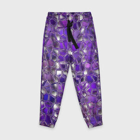 Детские брюки 3D с принтом Фиолетовая мозаика в Екатеринбурге, 100% полиэстер | манжеты по низу, эластичный пояс регулируется шнурком, по бокам два кармана без застежек, внутренняя часть кармана из мелкой сетки | дизайн | искусство | композиция | мозаика | стёклышки | цветные камешки