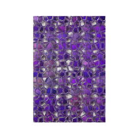 Обложка для паспорта матовая кожа с принтом Фиолетовая мозаика в Екатеринбурге, натуральная матовая кожа | размер 19,3 х 13,7 см; прозрачные пластиковые крепления | Тематика изображения на принте: дизайн | искусство | композиция | мозаика | стёклышки | цветные камешки
