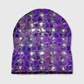 Шапка 3D с принтом Фиолетовая мозаика в Екатеринбурге, 100% полиэстер | универсальный размер, печать по всей поверхности изделия | дизайн | искусство | композиция | мозаика | стёклышки | цветные камешки