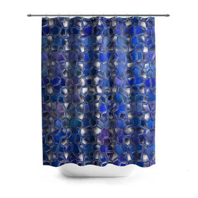 Штора 3D для ванной с принтом Синяя мозаика в Екатеринбурге, 100% полиэстер | плотность материала — 100 г/м2. Стандартный размер — 146 см х 180 см. По верхнему краю — пластиковые люверсы для креплений. В комплекте 10 пластиковых колец | дизайн | искусство | композиция | мозаика | стёклышки | цветные камешки