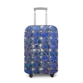 Чехол для чемодана 3D с принтом Синяя мозаика в Екатеринбурге, 86% полиэфир, 14% спандекс | двустороннее нанесение принта, прорези для ручек и колес | дизайн | искусство | композиция | мозаика | стёклышки | цветные камешки