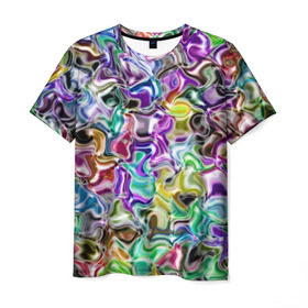 Мужская футболка 3D с принтом Цветное безумие в Екатеринбурге, 100% полиэфир | прямой крой, круглый вырез горловины, длина до линии бедер | арт | дизайн | искусство | краски | мозаика | палитра | радуга | разные цвета | текстура | цветное безумие