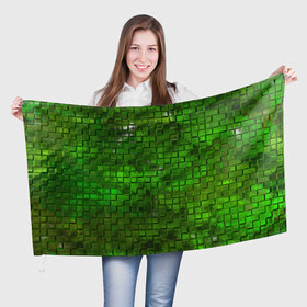 Флаг 3D с принтом Зелёные кубики в Екатеринбурге, 100% полиэстер | плотность ткани — 95 г/м2, размер — 67 х 109 см. Принт наносится с одной стороны | дизайн | искусство | кубики | мозаика | поверхность | рельеф | стена | стиль | текстура | фон