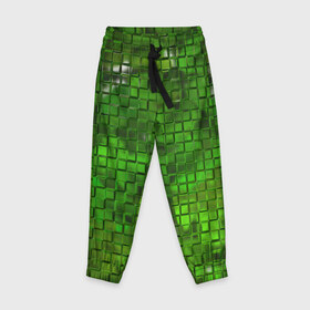 Детские брюки 3D с принтом Зелёные кубики в Екатеринбурге, 100% полиэстер | манжеты по низу, эластичный пояс регулируется шнурком, по бокам два кармана без застежек, внутренняя часть кармана из мелкой сетки | дизайн | искусство | кубики | мозаика | поверхность | рельеф | стена | стиль | текстура | фон