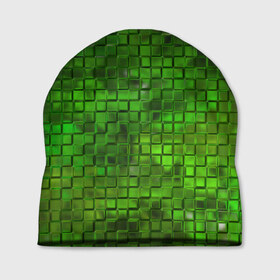 Шапка 3D с принтом Зелёные кубики в Екатеринбурге, 100% полиэстер | универсальный размер, печать по всей поверхности изделия | дизайн | искусство | кубики | мозаика | поверхность | рельеф | стена | стиль | текстура | фон