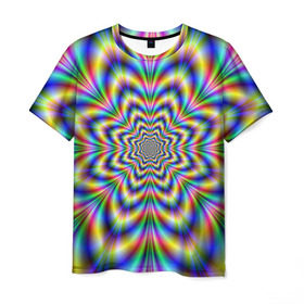 Мужская футболка 3D с принтом Красочная иллюзия в Екатеринбурге, 100% полиэфир | прямой крой, круглый вырез горловины, длина до линии бедер | гипноз | движение | красочный фон | обман зрения | оптическая иллюзия | погружение | текстура | фокус