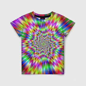 Детская футболка 3D с принтом Спектральная иллюзия в Екатеринбурге, 100% гипоаллергенный полиэфир | прямой крой, круглый вырез горловины, длина до линии бедер, чуть спущенное плечо, ткань немного тянется | взрыв | гипноз | движение | краски | красочный фон | обман зрения | оптическая иллюзия | погружение | текстура | фокус | цветовой спектр