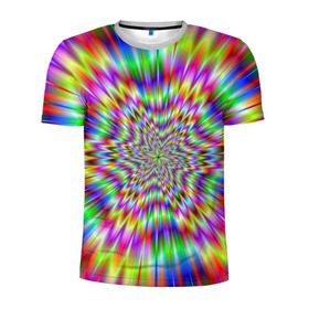 Мужская футболка 3D спортивная с принтом Спектральная иллюзия в Екатеринбурге, 100% полиэстер с улучшенными характеристиками | приталенный силуэт, круглая горловина, широкие плечи, сужается к линии бедра | взрыв | гипноз | движение | краски | красочный фон | обман зрения | оптическая иллюзия | погружение | текстура | фокус | цветовой спектр