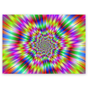 Поздравительная открытка с принтом Спектральная иллюзия в Екатеринбурге, 100% бумага | плотность бумаги 280 г/м2, матовая, на обратной стороне линовка и место для марки
 | взрыв | гипноз | движение | краски | красочный фон | обман зрения | оптическая иллюзия | погружение | текстура | фокус | цветовой спектр