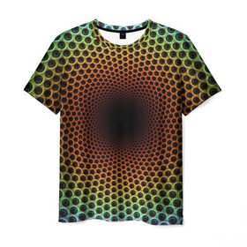 Мужская футболка 3D с принтом Погружение в бездну в Екатеринбурге, 100% полиэфир | прямой крой, круглый вырез горловины, длина до линии бедер | гипноз | движение | обман зрения | оптическая иллюзия | погружение | текстура | фокус