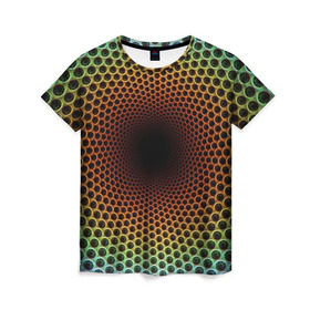 Женская футболка 3D с принтом Погружение в бездну в Екатеринбурге, 100% полиэфир ( синтетическое хлопкоподобное полотно) | прямой крой, круглый вырез горловины, длина до линии бедер | гипноз | движение | обман зрения | оптическая иллюзия | погружение | текстура | фокус