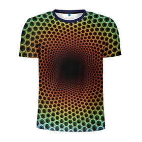 Мужская футболка 3D спортивная с принтом Погружение в бездну в Екатеринбурге, 100% полиэстер с улучшенными характеристиками | приталенный силуэт, круглая горловина, широкие плечи, сужается к линии бедра | гипноз | движение | обман зрения | оптическая иллюзия | погружение | текстура | фокус