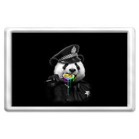 Магнит 45*70 с принтом Панда и карамель в Екатеринбурге, Пластик | Размер: 78*52 мм; Размер печати: 70*45 | панда | черно белый