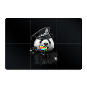 Магнитный плакат 3Х2 с принтом Панда и карамель в Екатеринбурге, Полимерный материал с магнитным слоем | 6 деталей размером 9*9 см | Тематика изображения на принте: панда | черно белый