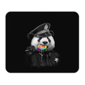 Коврик прямоугольный с принтом Панда и карамель в Екатеринбурге, натуральный каучук | размер 230 х 185 мм; запечатка лицевой стороны | панда | черно белый