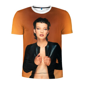 Мужская футболка 3D спортивная с принтом Милла Йовович в Екатеринбурге, 100% полиэстер с улучшенными характеристиками | приталенный силуэт, круглая горловина, широкие плечи, сужается к линии бедра | milla jovovich | американская актриса | милла йовович | модель | модельер | музыкант