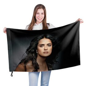 Флаг 3D с принтом Сальма Хайек в Екатеринбурге, 100% полиэстер | плотность ткани — 95 г/м2, размер — 67 х 109 см. Принт наносится с одной стороны | salma hayek | актриса | мексикано американская | певица | продюсер | режиссёр | сальма хайек