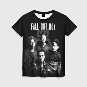 Женская футболка 3D с принтом Группа Fall out boy в Екатеринбурге, 100% полиэфир ( синтетическое хлопкоподобное полотно) | прямой крой, круглый вырез горловины, длина до линии бедер | fall out boy