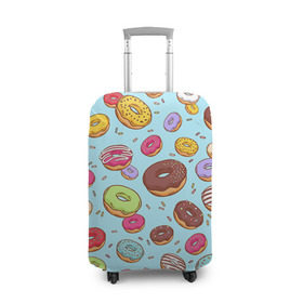 Чехол для чемодана 3D с принтом Пончики Пончики в Екатеринбурге, 86% полиэфир, 14% спандекс | двустороннее нанесение принта, прорези для ручек и колес | пончик
