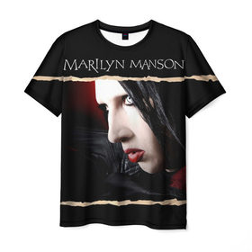 Мужская футболка 3D с принтом Мэрилин Мэнсон в Екатеринбурге, 100% полиэфир | прямой крой, круглый вырез горловины, длина до линии бедер | мэрилин мэнсон