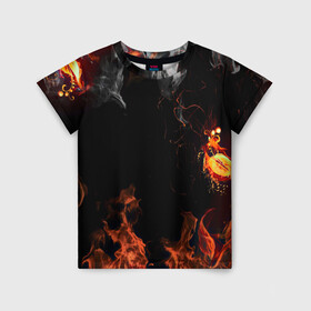 Детская футболка 3D с принтом Огонь в Екатеринбурге, 100% гипоаллергенный полиэфир | прямой крой, круглый вырез горловины, длина до линии бедер, чуть спущенное плечо, ткань немного тянется | red | абстракция | арт | дым | новые | огонь | прикольные