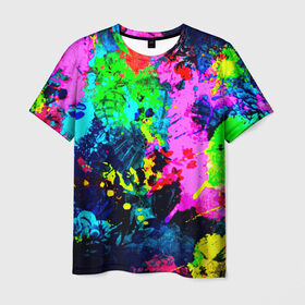 Мужская футболка 3D с принтом Пятна краски в Екатеринбурге, 100% полиэфир | прямой крой, круглый вырез горловины, длина до линии бедер | гранж | краска | новые | прикольные | текстуры | цветные