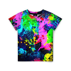 Детская футболка 3D с принтом Пятна краски в Екатеринбурге, 100% гипоаллергенный полиэфир | прямой крой, круглый вырез горловины, длина до линии бедер, чуть спущенное плечо, ткань немного тянется | гранж | краска | новые | прикольные | текстуры | цветные
