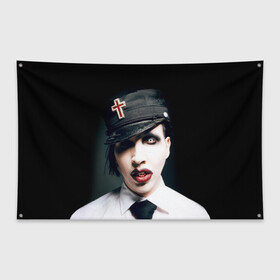 Флаг-баннер с принтом Мэрилин Мэнсон в Екатеринбурге, 100% полиэстер | размер 67 х 109 см, плотность ткани — 95 г/м2; по краям флага есть четыре люверса для крепления | marilyn manson | мэрилин мэнсон