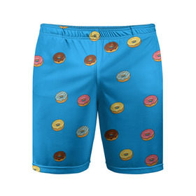Мужские шорты 3D спортивные с принтом Пончики в Екатеринбурге,  |  | donut | гомер | еда | пончики | симпсон | фаст
