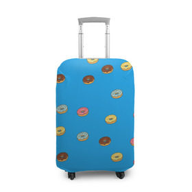 Чехол для чемодана 3D с принтом Пончики в Екатеринбурге, 86% полиэфир, 14% спандекс | двустороннее нанесение принта, прорези для ручек и колес | donut | гомер | еда | пончики | симпсон | фаст