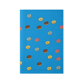 Обложка для паспорта матовая кожа с принтом Пончики в Екатеринбурге, натуральная матовая кожа | размер 19,3 х 13,7 см; прозрачные пластиковые крепления | donut | гомер | еда | пончики | симпсон | фаст