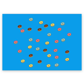 Поздравительная открытка с принтом Пончики в Екатеринбурге, 100% бумага | плотность бумаги 280 г/м2, матовая, на обратной стороне линовка и место для марки
 | Тематика изображения на принте: donut | гомер | еда | пончики | симпсон | фаст