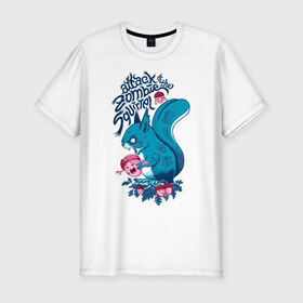 Мужская футболка премиум с принтом Zombie Squirrel в Екатеринбурге, 92% хлопок, 8% лайкра | приталенный силуэт, круглый вырез ворота, длина до линии бедра, короткий рукав | Тематика изображения на принте: squirrel | zombie | белка | зомби