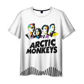 Мужская футболка 3D с принтом Arctic Monkeys 2 в Екатеринбурге, 100% полиэфир | прямой крой, круглый вырез горловины, длина до линии бедер | am | arctic | arctic monkeys | monkeys | rock | алекс тёрнер | амы | арктические мартышки | джейми кук | мартышки | мэтт хелдерс. ам | ник омэлли | ник о’мэлли | рок