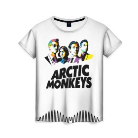 Женская футболка 3D с принтом Arctic Monkeys 2 в Екатеринбурге, 100% полиэфир ( синтетическое хлопкоподобное полотно) | прямой крой, круглый вырез горловины, длина до линии бедер | am | arctic | arctic monkeys | monkeys | rock | алекс тёрнер | амы | арктические мартышки | джейми кук | мартышки | мэтт хелдерс. ам | ник омэлли | ник о’мэлли | рок