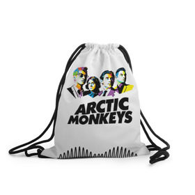 Рюкзак-мешок 3D с принтом Arctic Monkeys 2 в Екатеринбурге, 100% полиэстер | плотность ткани — 200 г/м2, размер — 35 х 45 см; лямки — толстые шнурки, застежка на шнуровке, без карманов и подкладки | am | arctic | arctic monkeys | monkeys | rock | алекс тёрнер | амы | арктические мартышки | джейми кук | мартышки | мэтт хелдерс. ам | ник омэлли | ник о’мэлли | рок