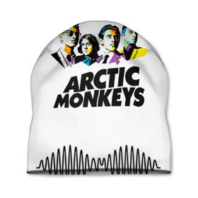 Шапка 3D с принтом Arctic Monkeys 2 в Екатеринбурге, 100% полиэстер | универсальный размер, печать по всей поверхности изделия | am | arctic | arctic monkeys | monkeys | rock | алекс тёрнер | амы | арктические мартышки | джейми кук | мартышки | мэтт хелдерс. ам | ник омэлли | ник о’мэлли | рок