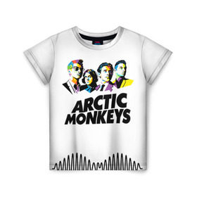 Детская футболка 3D с принтом Arctic Monkeys 2 в Екатеринбурге, 100% гипоаллергенный полиэфир | прямой крой, круглый вырез горловины, длина до линии бедер, чуть спущенное плечо, ткань немного тянется | am | arctic | arctic monkeys | monkeys | rock | алекс тёрнер | амы | арктические мартышки | джейми кук | мартышки | мэтт хелдерс. ам | ник омэлли | ник о’мэлли | рок
