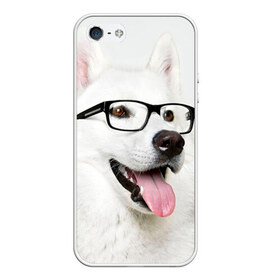 Чехол силиконовый для Телефон Apple iPhone 5/5S с принтом Собака в очках в Екатеринбурге, Силикон | Область печати: задняя сторона чехла, без боковых панелей | Тематика изображения на принте: домашнее | животное | очки | пес | прикол | собака в очках | умный | ученый