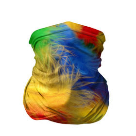 Бандана-труба 3D с принтом Цветные перья в Екатеринбурге, 100% полиэстер, ткань с особыми свойствами — Activecool | плотность 150‒180 г/м2; хорошо тянется, но сохраняет форму | перья | радуга | спектр | фон | цвета | цветные | яркие