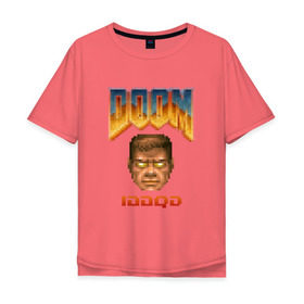 Мужская футболка хлопок Oversize с принтом iddqd пиксель-арт в Екатеринбурге, 100% хлопок | свободный крой, круглый ворот, “спинка” длиннее передней части | doom | пиксели