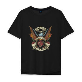 Мужская футболка хлопок Oversize с принтом Eagles of Death Metal в Екатеринбурге, 100% хлопок | свободный крой, круглый ворот, “спинка” длиннее передней части | дэтметал | метал | мош | орлы