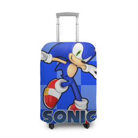 Чехол для чемодана 3D с принтом Sonic The-Hedgehog в Екатеринбурге, 86% полиэфир, 14% спандекс | двустороннее нанесение принта, прорези для ручек и колес | sega sonic