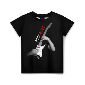 Детская футболка 3D с принтом Рок жив (rock alive) в Екатеринбурге, 100% гипоаллергенный полиэфир | прямой крой, круглый вырез горловины, длина до линии бедер, чуть спущенное плечо, ткань немного тянется | rock | рок | рок жив | русский рок