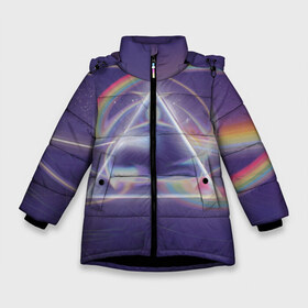 Зимняя куртка для девочек 3D с принтом Pink Floyd в Екатеринбурге, ткань верха — 100% полиэстер; подклад — 100% полиэстер, утеплитель — 100% полиэстер. | длина ниже бедра, удлиненная спинка, воротник стойка и отстегивающийся капюшон. Есть боковые карманы с листочкой на кнопках, утяжки по низу изделия и внутренний карман на молнии. 

Предусмотрены светоотражающий принт на спинке, радужный светоотражающий элемент на пуллере молнии и на резинке для утяжки. | pink floyd